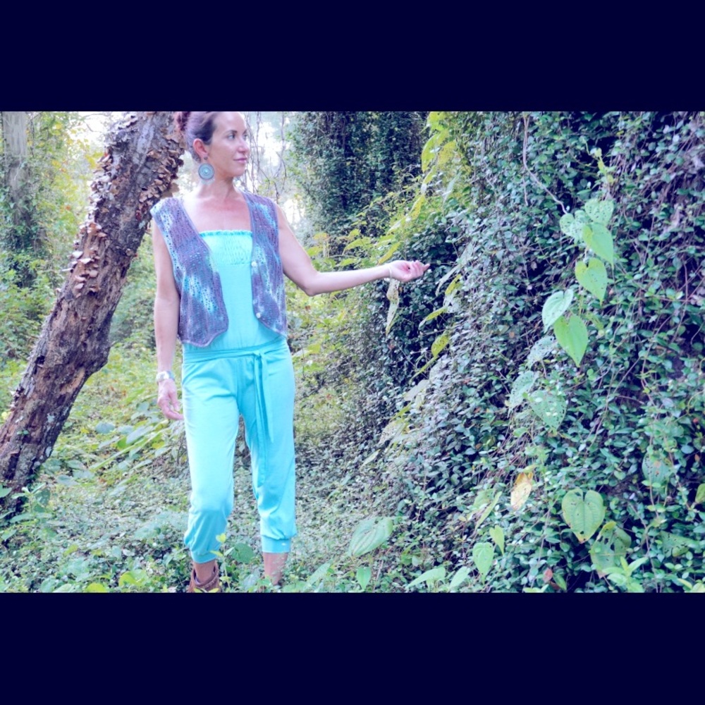 Jumpsuit with Handmade Tie dye Vest